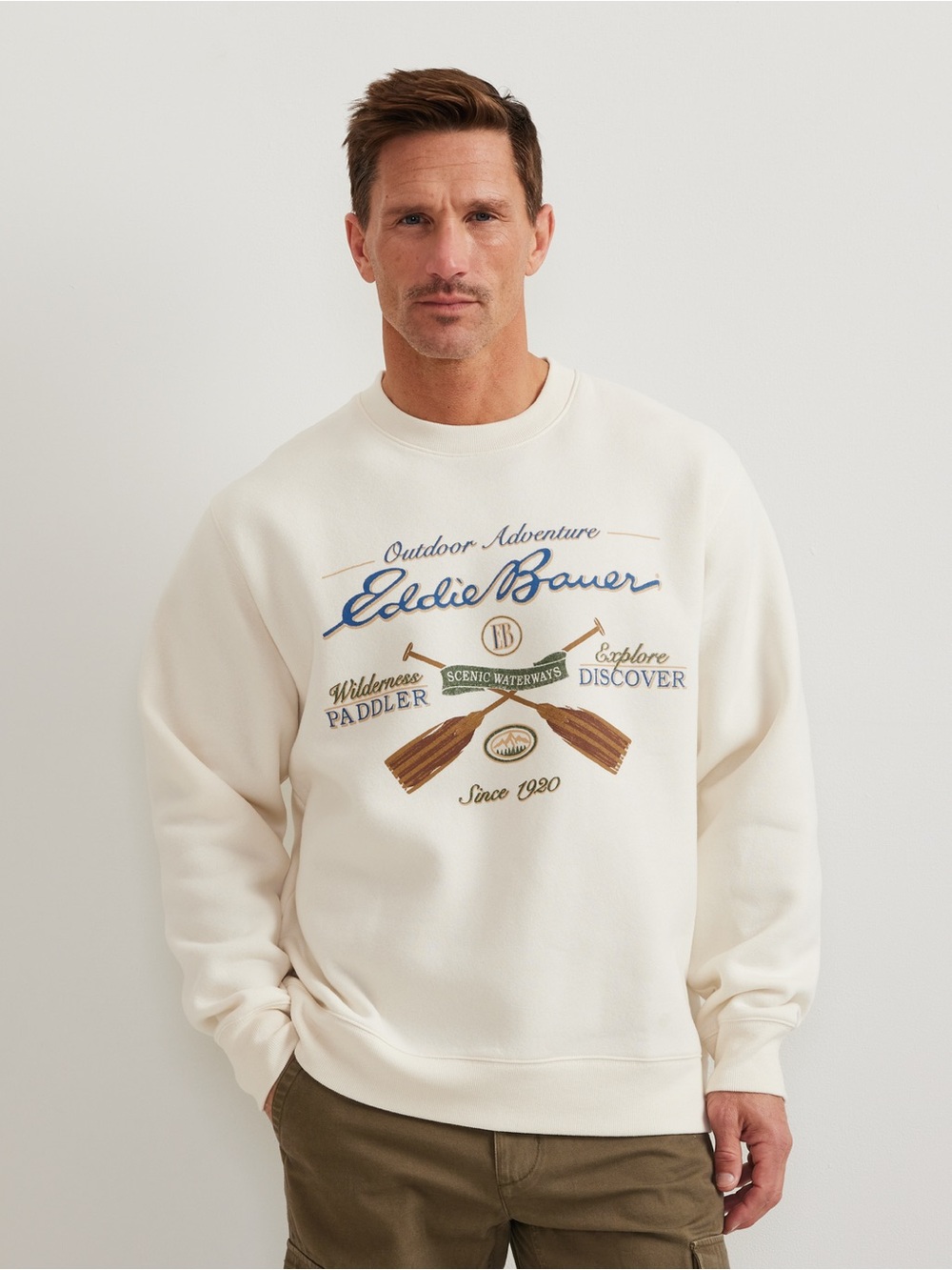 Eddie Bauer Ivory Men's Vintage Soft Paddle Crew
